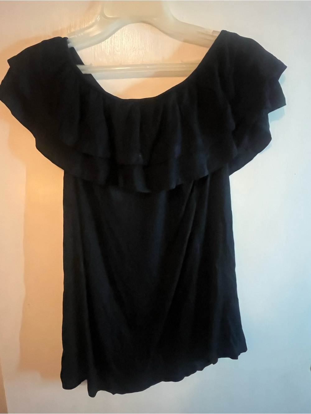 Amazon Black Off-Shoulder Ruffle Blouse - Picture 2 of 3